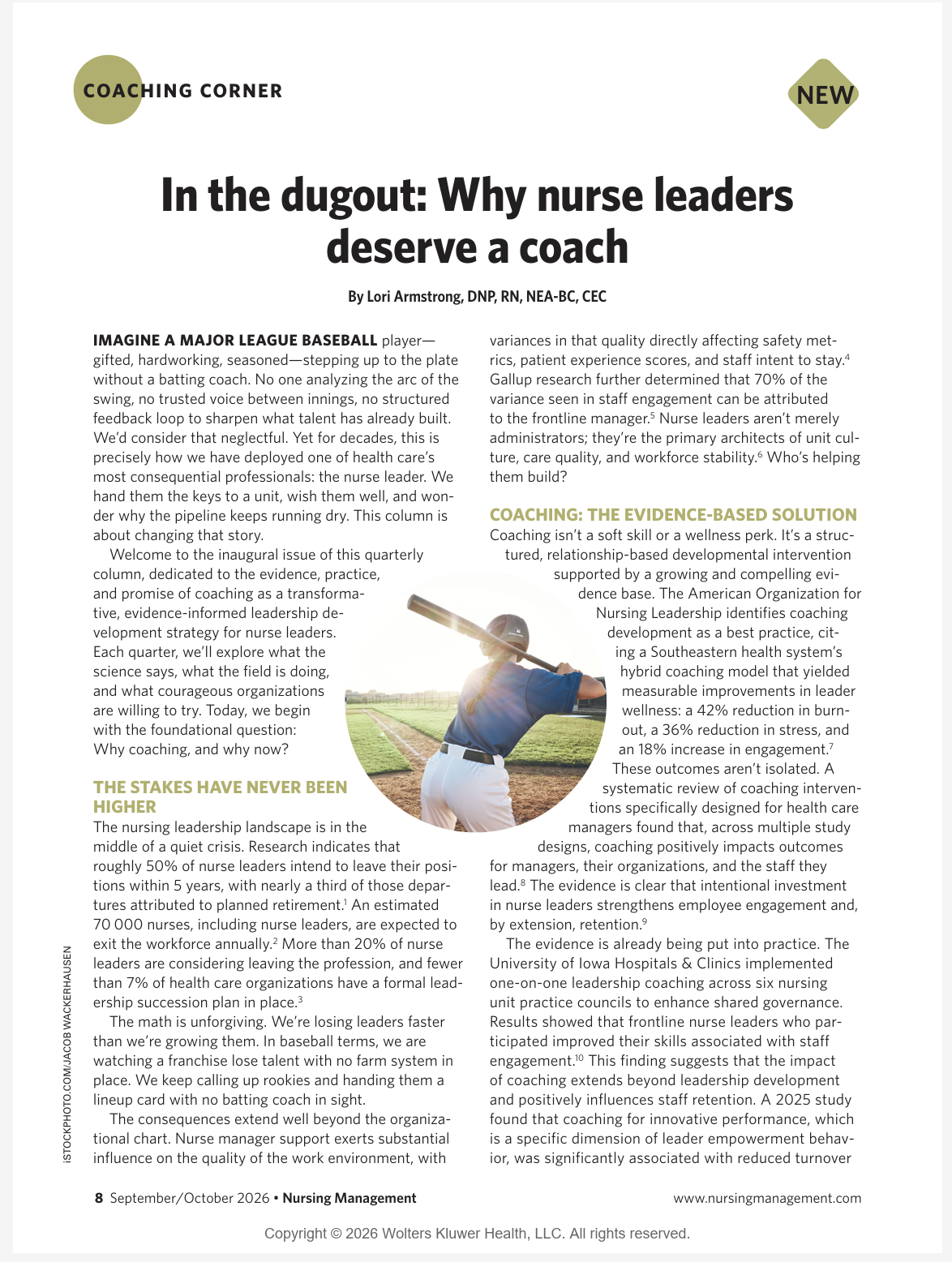 In the Dugout, article by Dr. Lori Armstrong